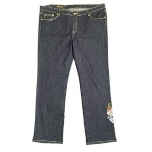 Ed Hardy Wide Leg Embroidered Tattoo You Denim Jeans Size 19/20 NWT